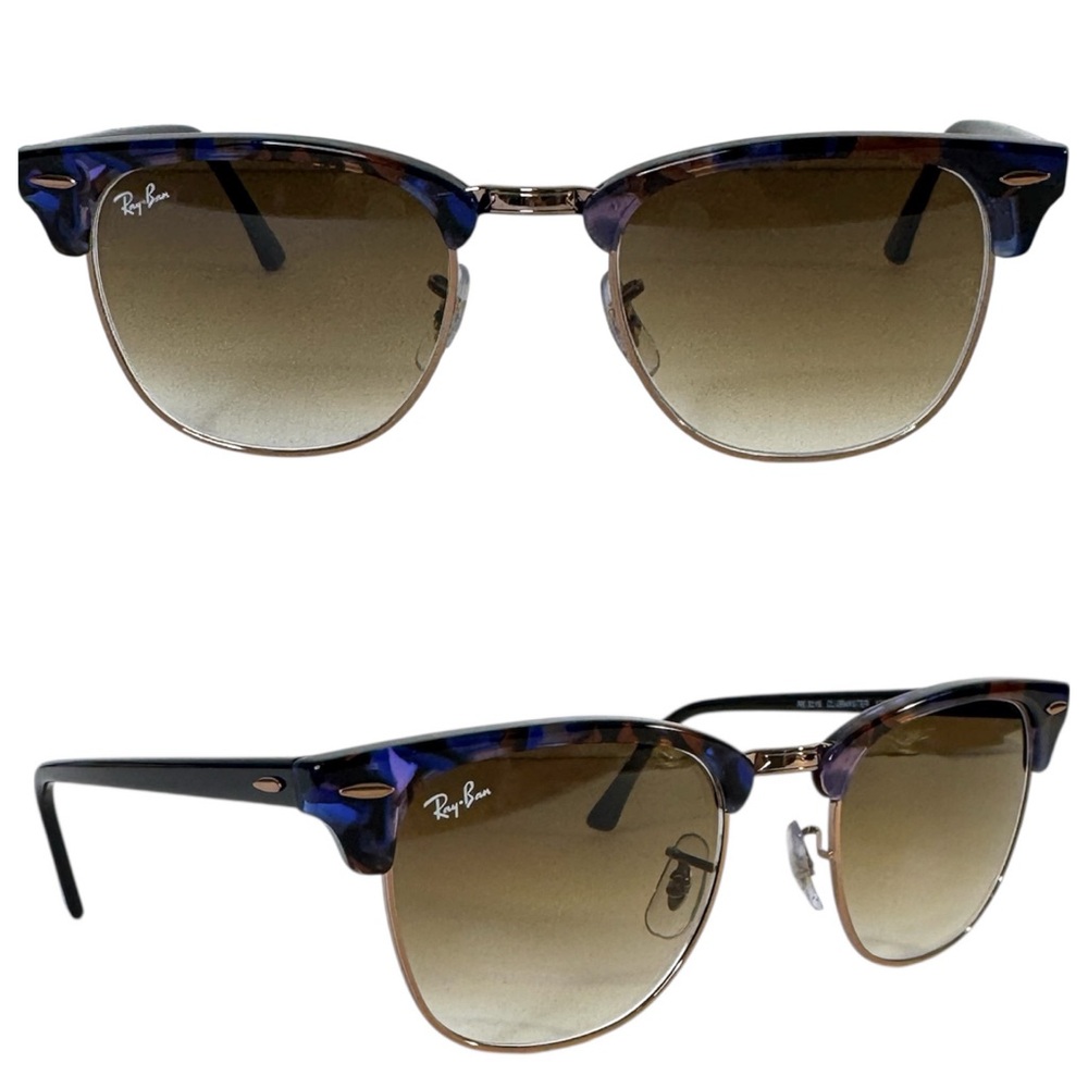 RAY BAN Clubmaster Sunglasses NEW Style RB 3016 Spotted Brown Blue